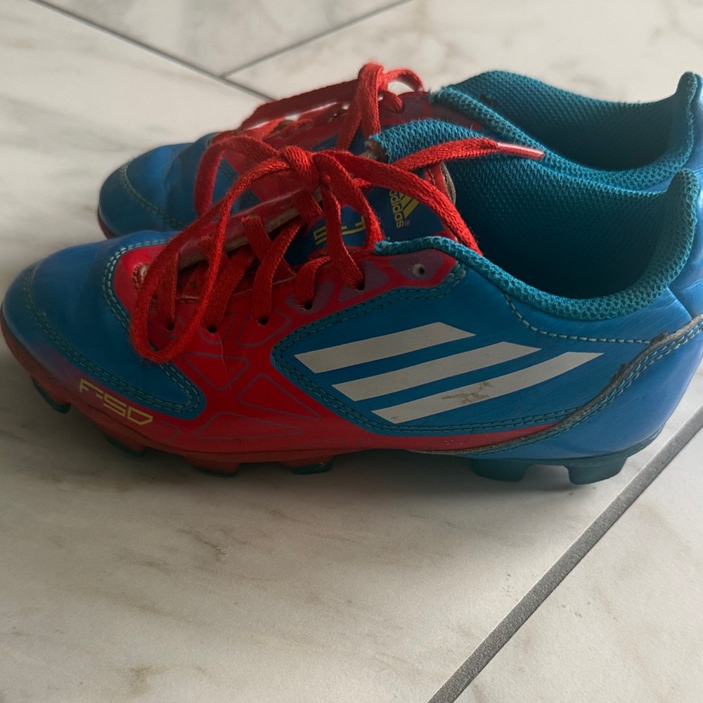 adidas Kids Blue and Red Soccer Sneakers